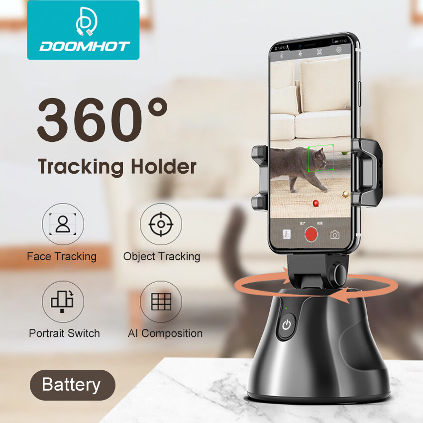 DoomHot 360 Smart Selfie Stick 360 Smart Rotating Face Tracking Camera Selfie Stick Portable Smart AI Gimbal Stabilizer for Phone Vlogging Composition Follow-up Pan-tilt Auto Face & Object Tracking Vl