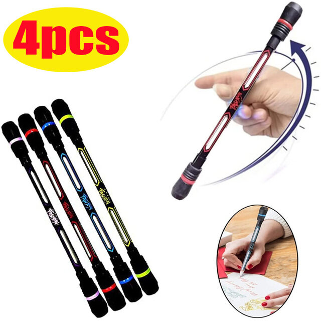 4pcs Anti-stress-Spinning Pen Pen Spinning Creative Release Pressure Plastic Spinner Students Kids Fashion 0.5mm Balance Pen