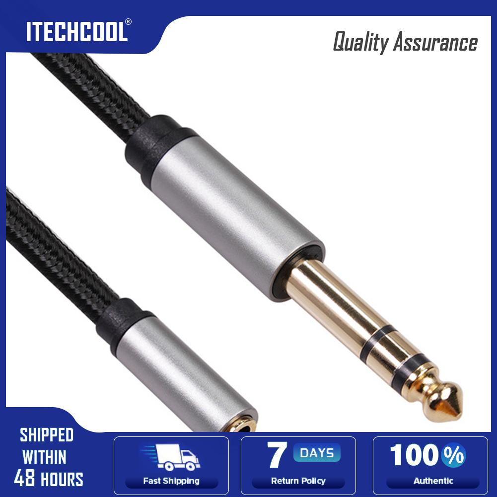 3.5mm Female to 6.35mm Male Braided Cable TRS 1/8 Jack to 1/4 Plug Adapter