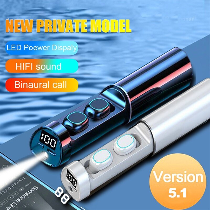 DOTEC TWS Bluetooth 5.1 Headphone Waterproof Sport In Ear Wireless Earbuds 9D Surround Stereo Bluetooth Headset Gaming Music Earphones With LED Display Charging Case