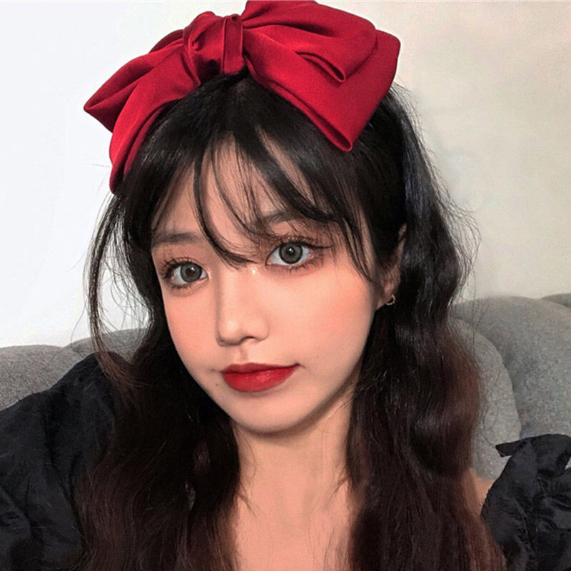 Sweet Big Bowknot Headband for Women Girls Retro Simple Thin Hair Band Black Red Hair Hoops Elegant Ladies Hair Accessories