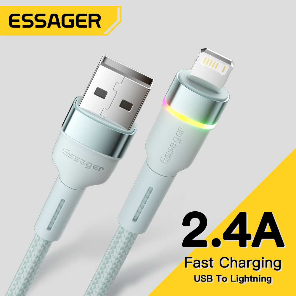 Essager 2.4A current to charge the device extremely fast 0.5m/1m/2m/3m Fast Usb Mobile Charging Cable Led Charger For phone 7 8 X XS XR 11 12 13 Charger Data Line Cable