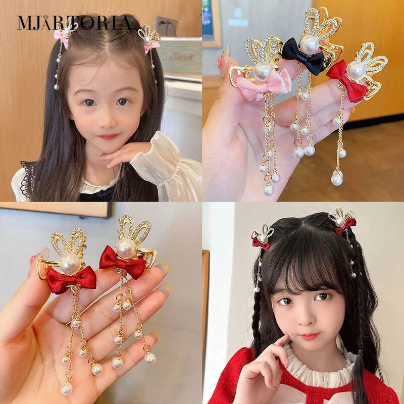 MJartoria Women Tassel Hairpin Clips for Girls Red Rabbit Hair Clip Headdress Elegant Women Kids Hair Accessories