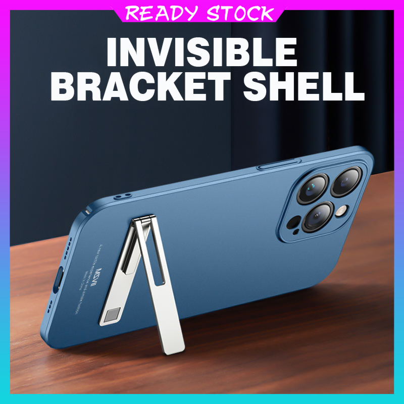 Invisible Metal Phone Holder Kickstand Mini Folding Desk Tablet Stand Mount Compatible with IPhone Samsung Vivo Oppo Xiaomi Ultra Thin Magnetic Socket