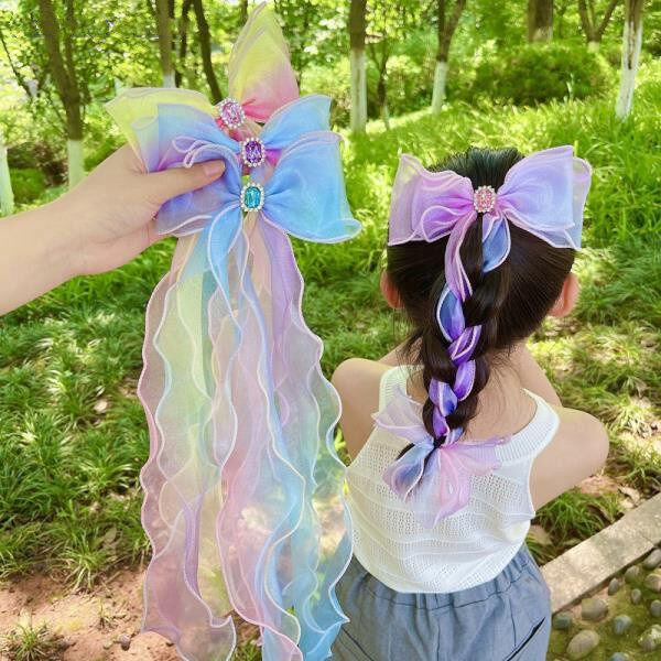 MJartoria Children's Hair Accessories Bowknot Ribbons Braided Hairpins Headdresses Summer Girls Princess Hairpins