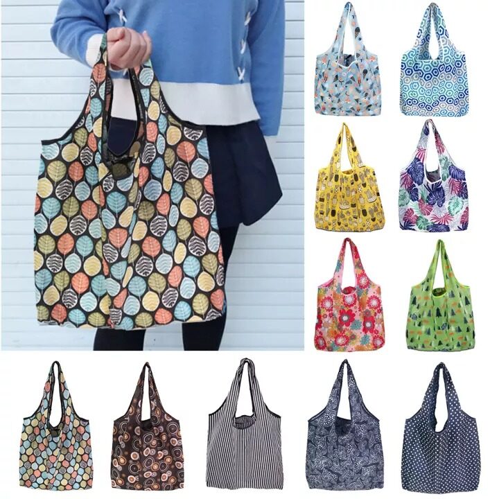 Reusable Eco-Friendly Shopping Bags Foldable Premium Quality Slight Duty Grocery Tote Bag Portable Women Shopping Bags Outdoor Storage Pouch