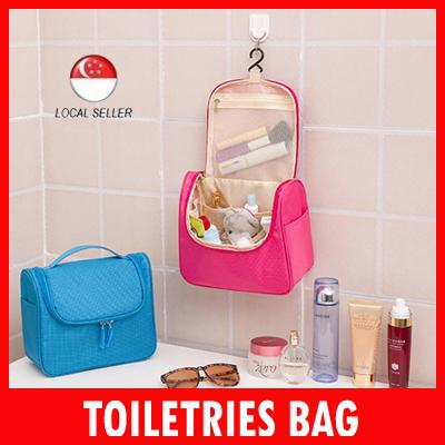 [ SG Local Seller ] Hanging Toiletries Makeup Bag Organizer ❤ Carry Multi Functional Travel Bag ❤ Compact Toiletries bag ❤ Make Up Organizer  ✈ Travelling use ✈ Suitable for Staycation, Hotel ★ Swimmi