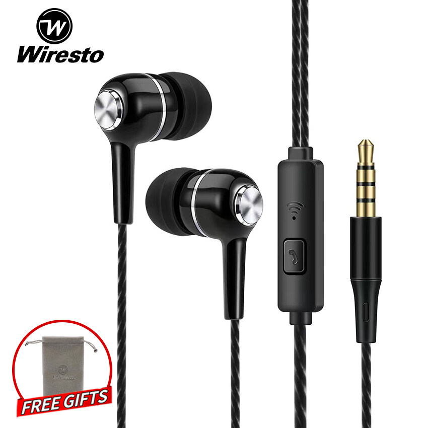 Wiresto In-Ear Headphones Earphone Wired Earbuds Sport In Ear Headphone Stereo Headset3.5mm Jack Wired Cable Music Headphone HIFI Sound Quality No Ear Pain Earphone Headphone with HD Microphone
