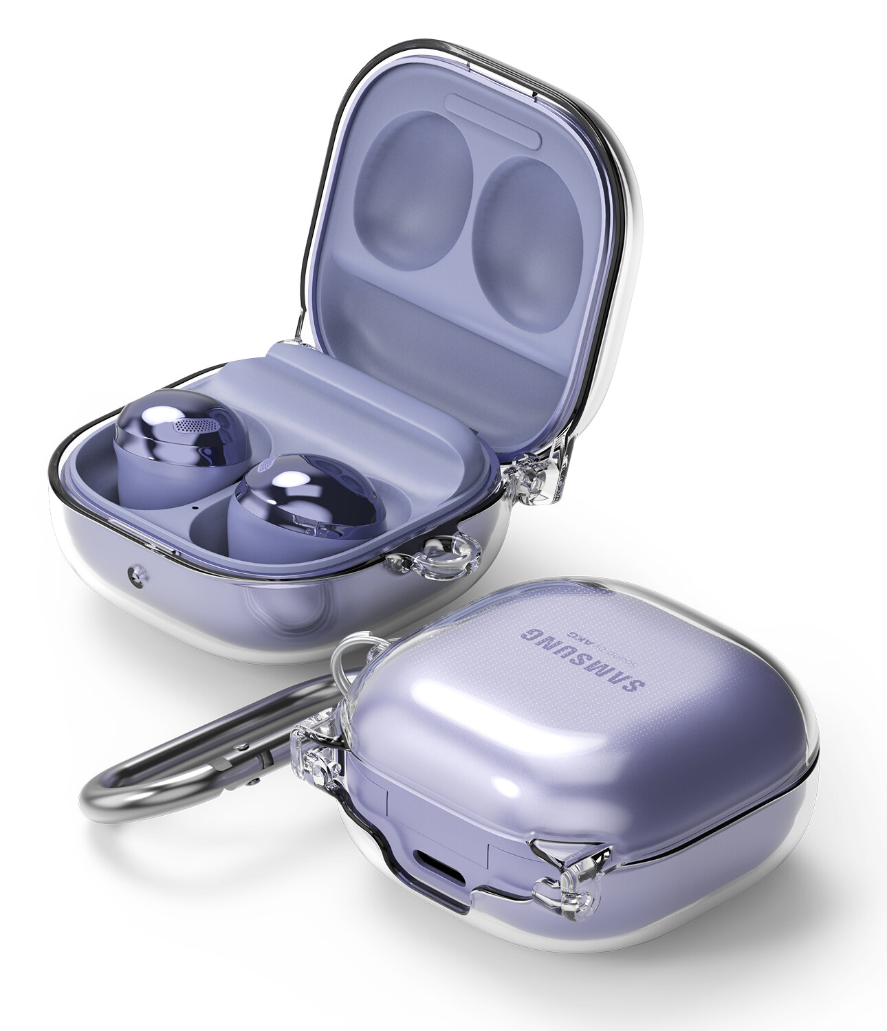 Ringke Hinge Case Designed for Samsung Galaxy Buds 2 (2021) / Galaxy Buds Pro (2021) / Galaxy Buds Live (2020) with Carabiner