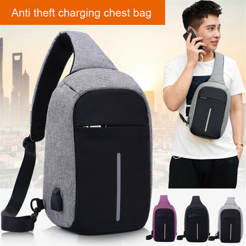 Sling Bag Anti Theft USB Charging Cross body Chest Bag Smart Trendy Single Messengers Shoulder Fashion School Short Trip Bag