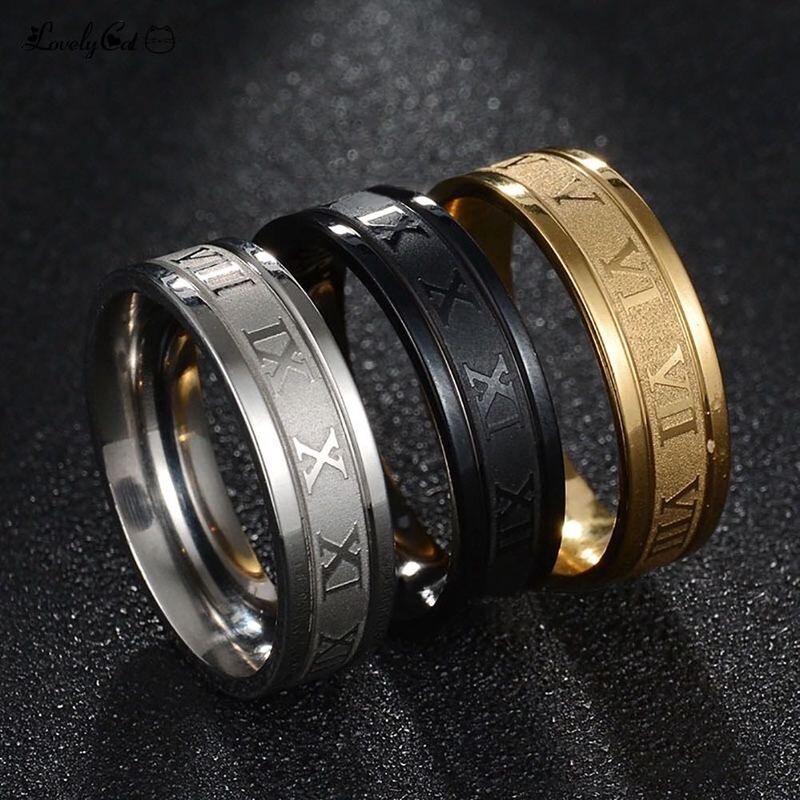 Brand new fashion titanium steel roman numerals ring,simple style men and women ring.