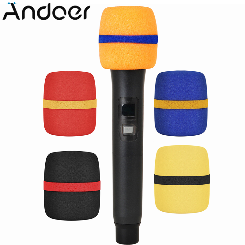 5 Pack Thick Foam Mic Cover Handheld Microphone Windscreen Colorful Microphone Sponge Cover for Karaoke DJ Stage Performance