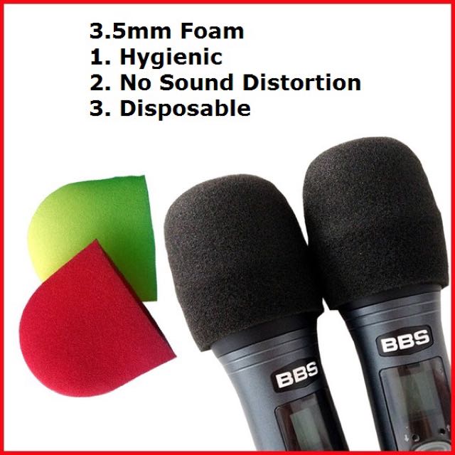 [Local]60 Disposable Microphone Foam / Microphone Cover (3.5mm) (Red and Yellow) or (Black)
