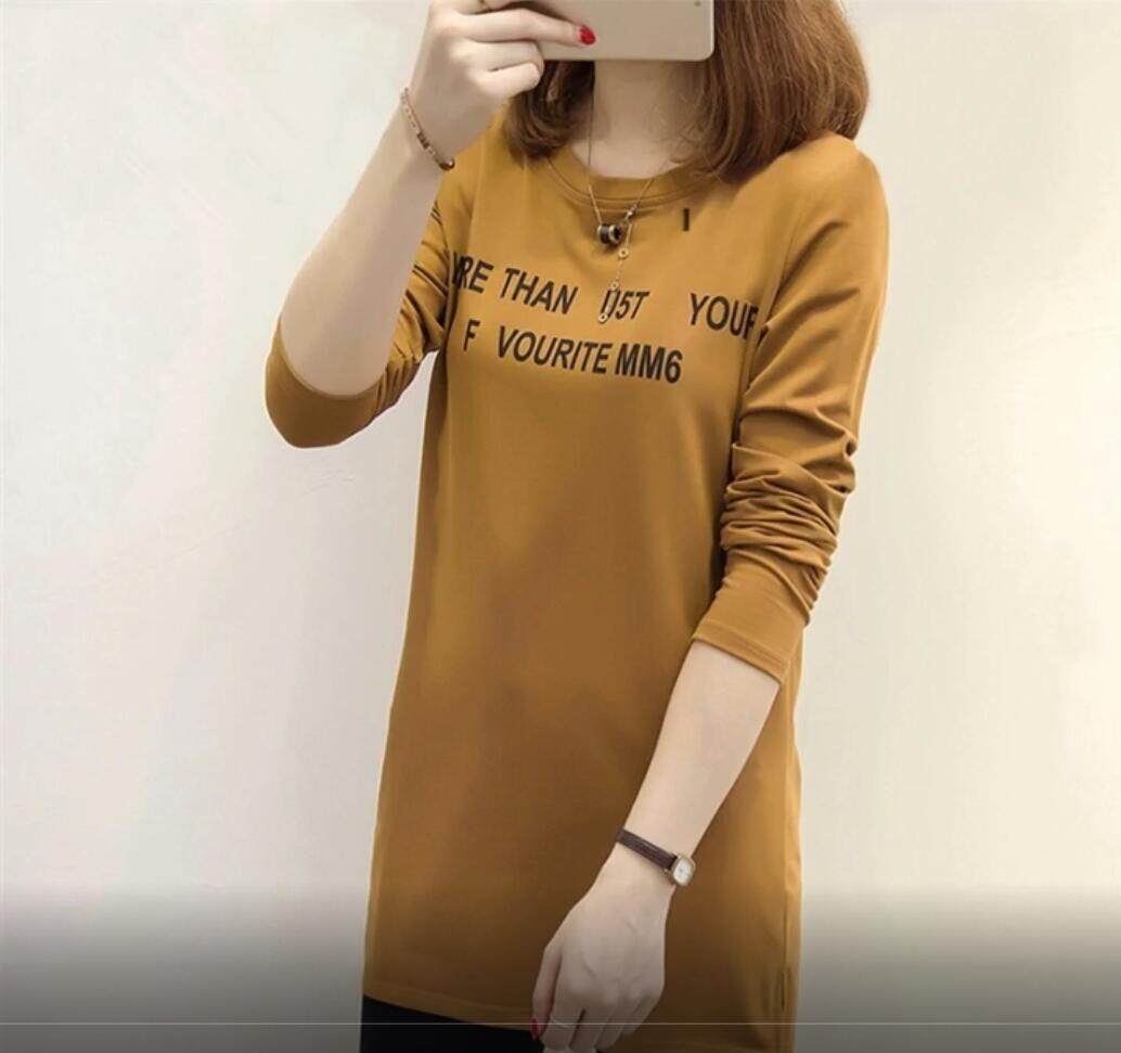 INWPLLR Fashion Women T-shirts Letter Print T-shirt Women O-neck Long Sleeve Tee Shirt Ladies Casual Long Tshirts Women Tops